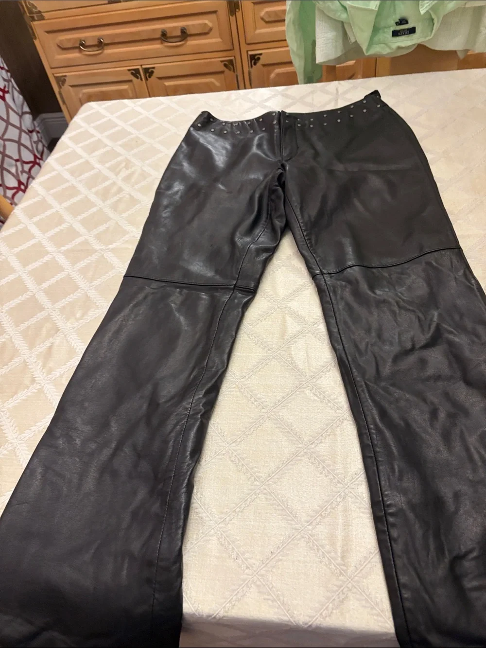Ladies Vintage Harley Davidson heavy leather riding pants